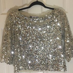 Small Silver Sequins Top by Jennifer Lopez